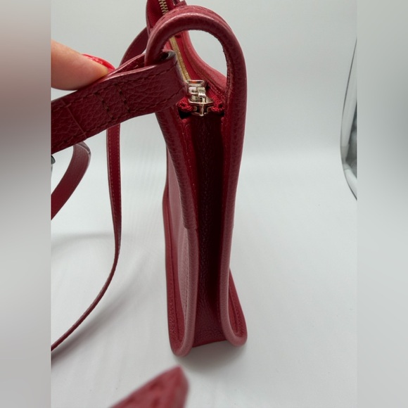 Longchamp Le Foulonné Cherry Red Leather Crossbody Bag - Like New - Picture 6 of 13